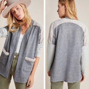 Anthropologie Amadi Gray Cardigan With Sherpa Trim